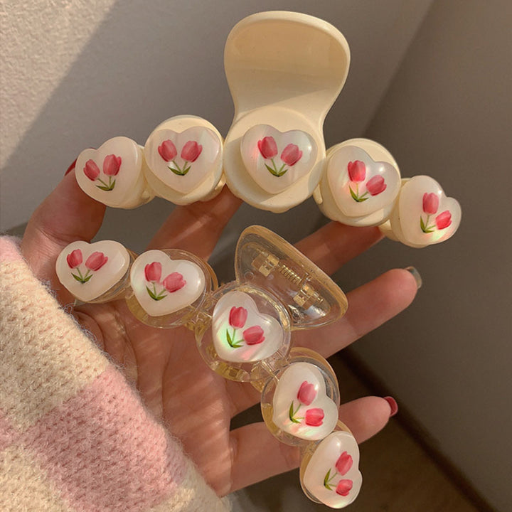 Heart-Shaped Floral Hair Claw Clip Kalsten