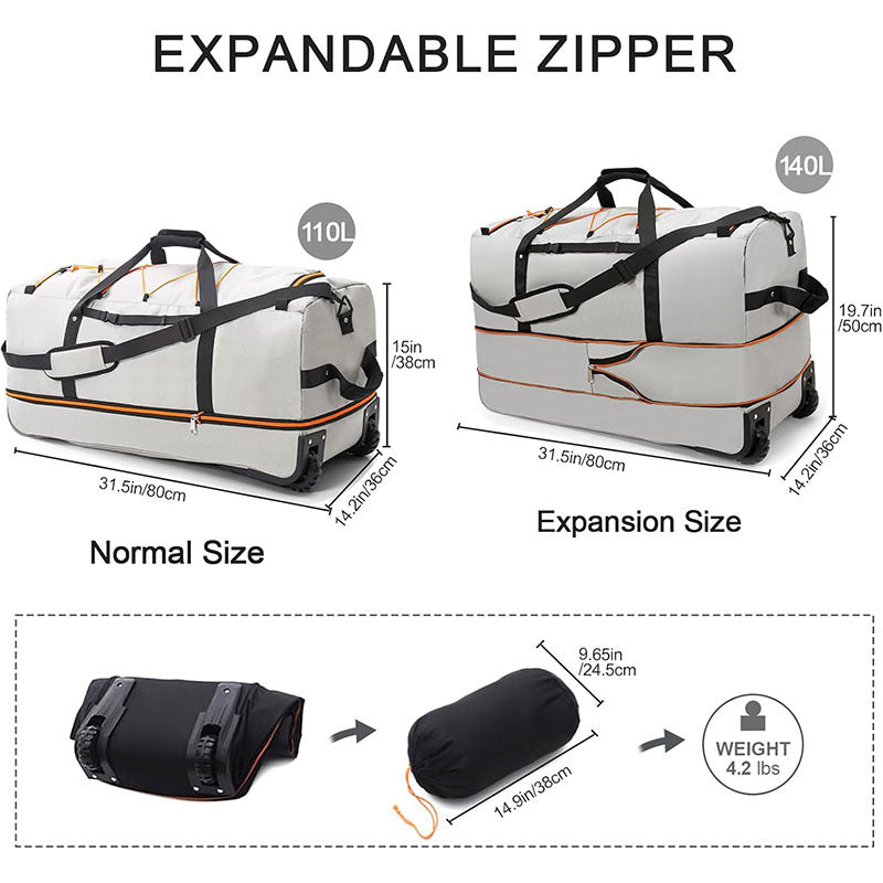 Rolling Travel Duffle Bag with Adaptive Wheels Kalsten