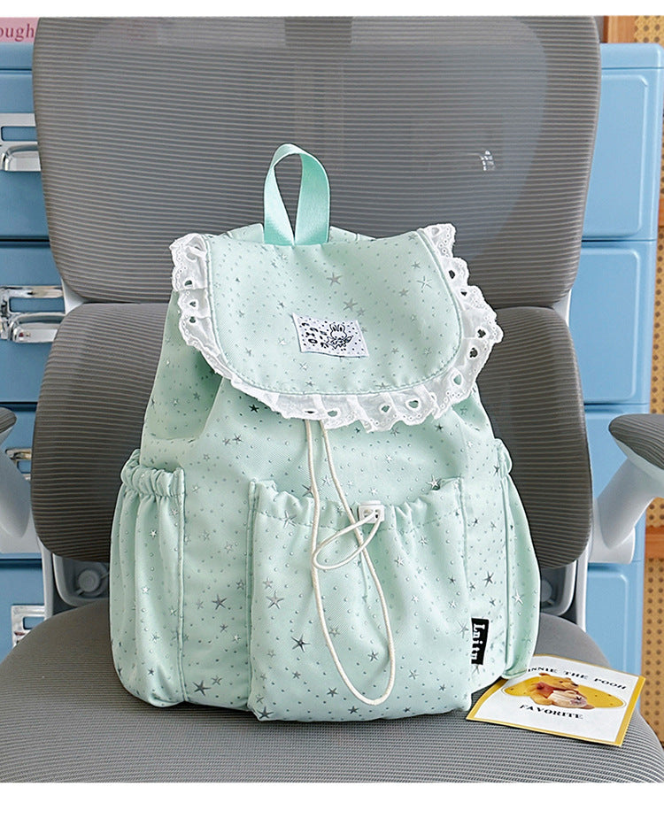 Star Print Ruffled Backpack Kalsten