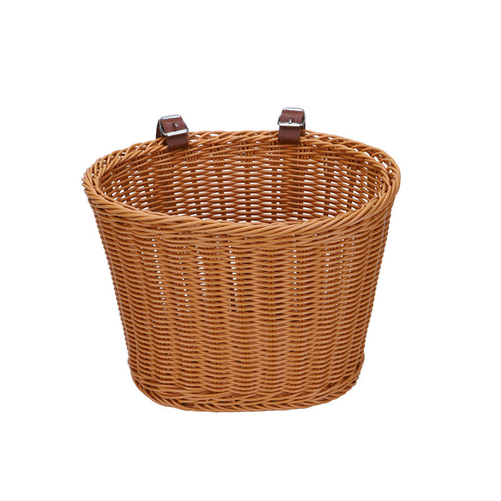 Woven Storage Basket with Leather Straps Kalsten