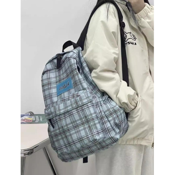Stylish Plaid Patterned Laptop Backpack Kalsten