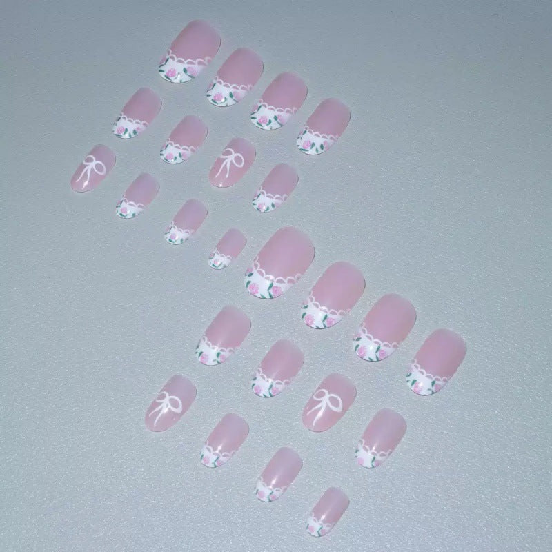 Artificial Nail Set with Elegant Bow Design Kalsten