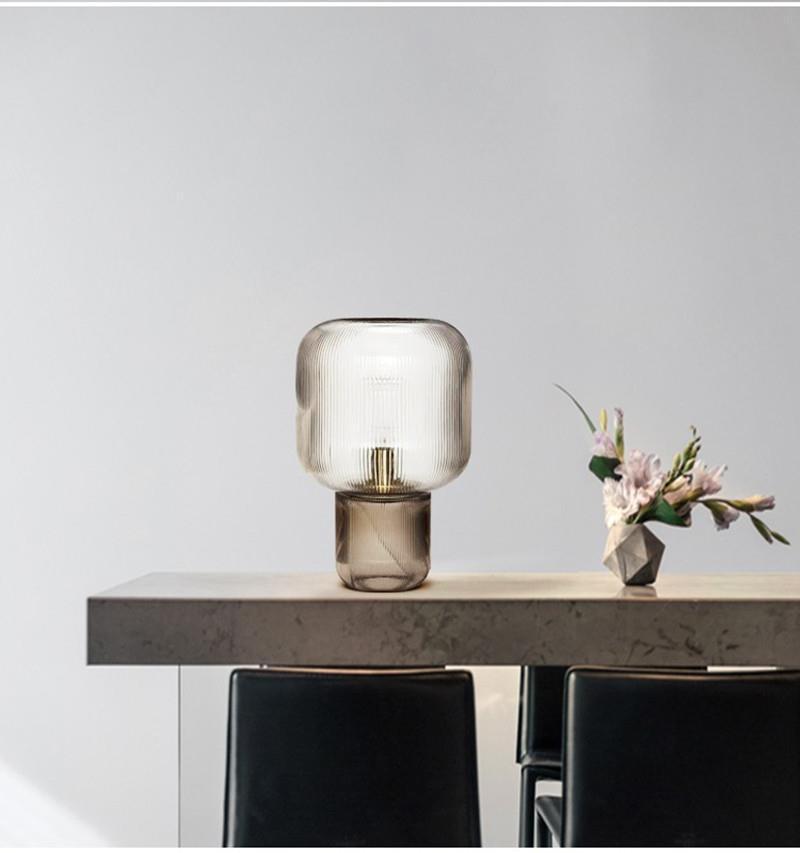 Elegant Glass Ribbed Table Lamp