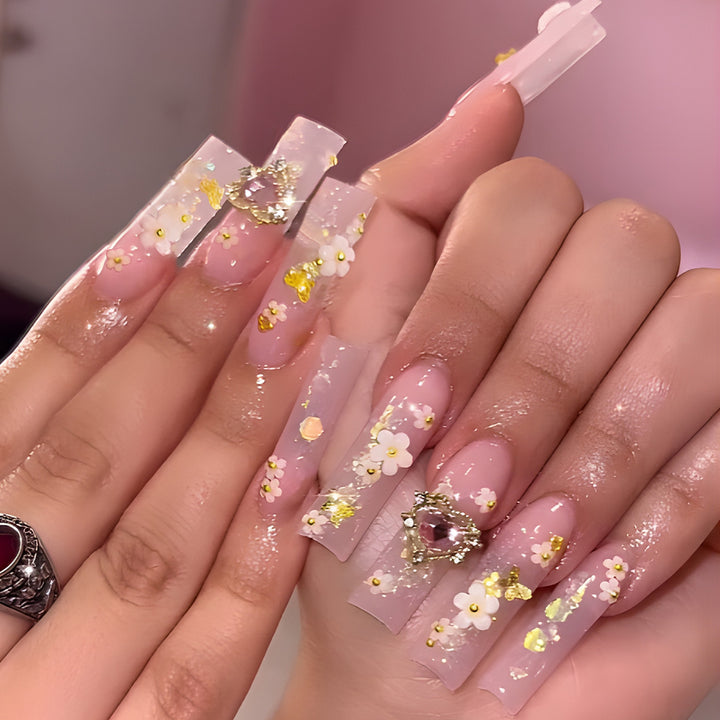Floral-Embellished Luxury Press-On Nails Kalsten