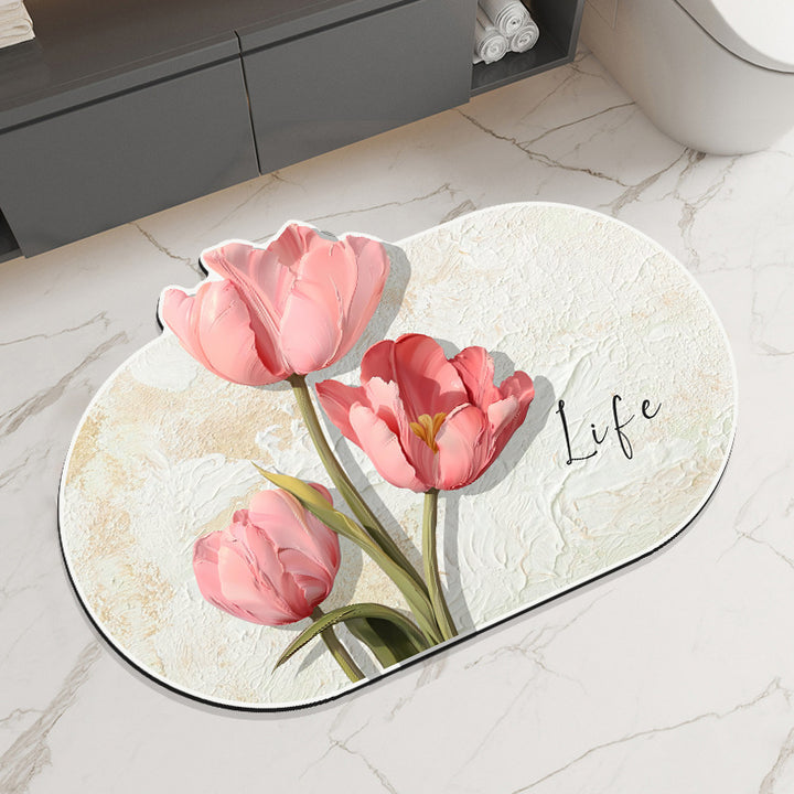 Floral-Themed Bath Mat