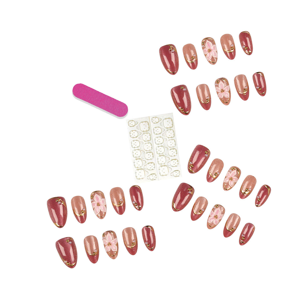 Elegant Floral Press-On Nails Set