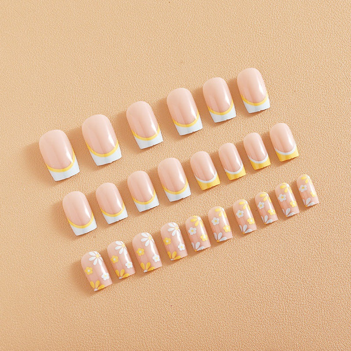 Nail art set with creative floral designs and elegant French finish Kalsten