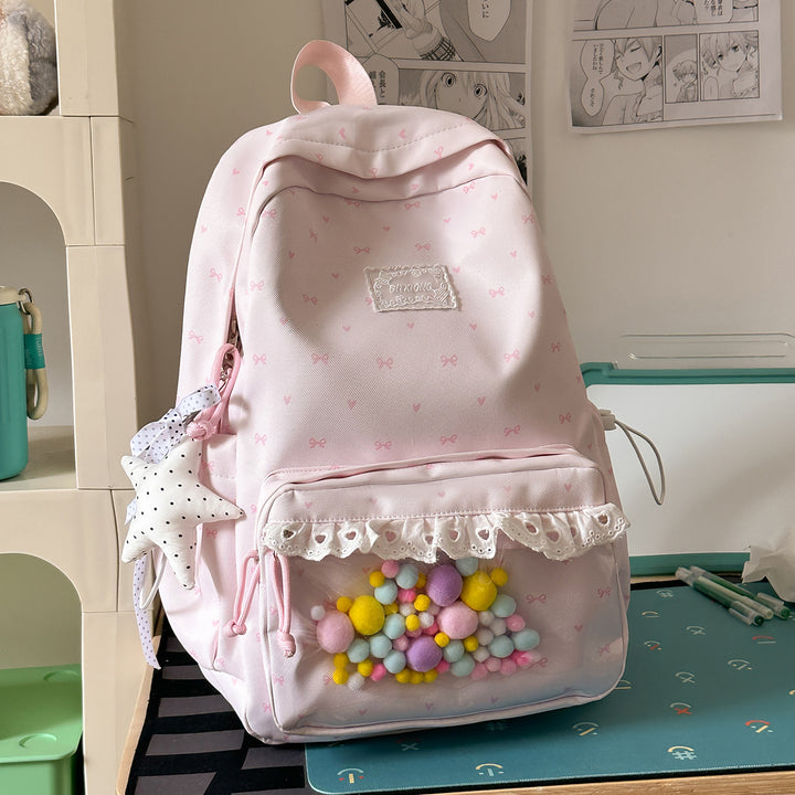 Playful Bow-Embellished School Backpack Kalsten