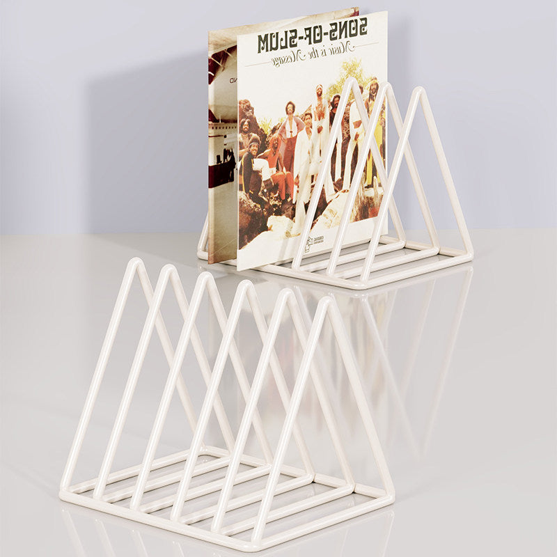 Triangular Metal Wire Record & Book Organizer Rack