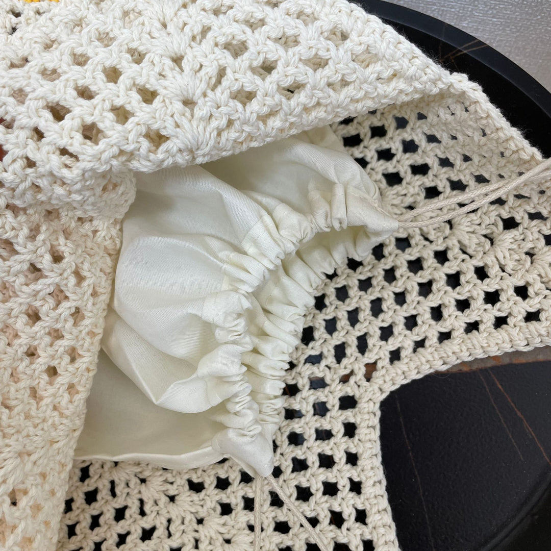 Hand-knotted cotton bag with sunflower pattern Kalsten