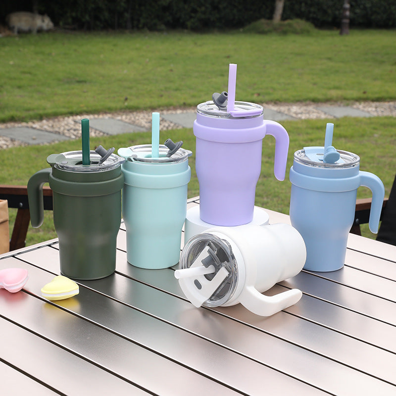 Unisex Insulated Reusable Cup with Flexible Straw and Convenient Handle Kalsten
