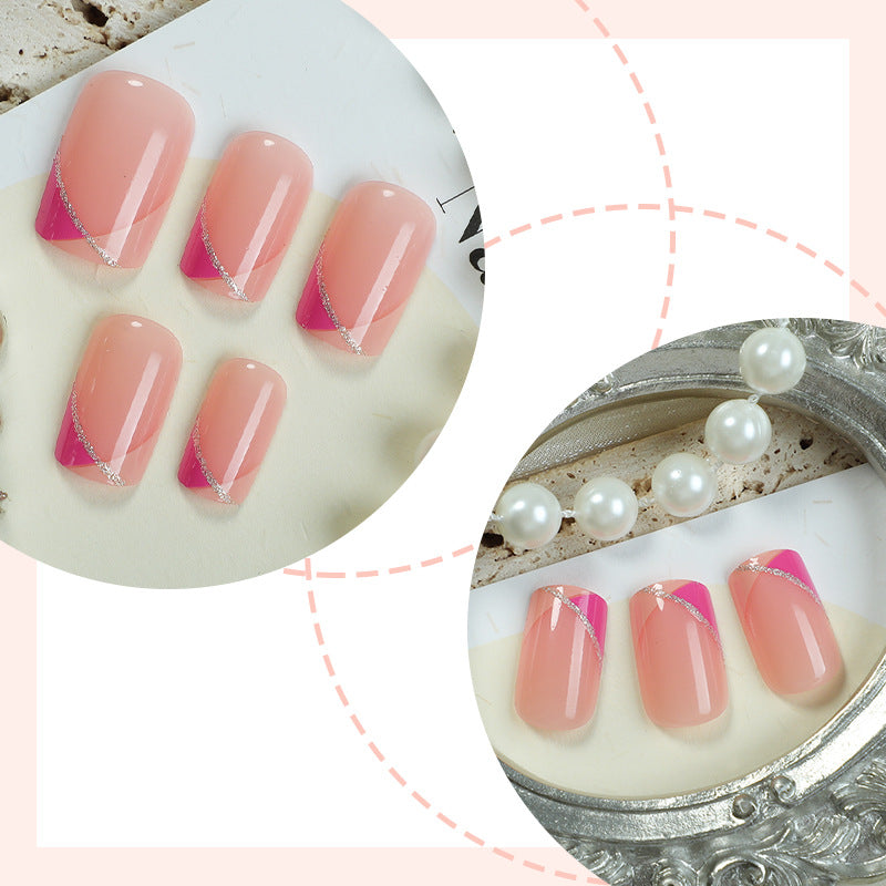 Decorative Press-On Nail Set with Stylish Geometric Design kalsten