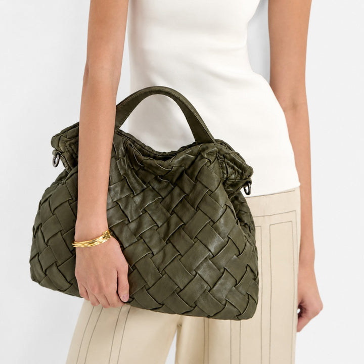 Handcrafted Woven Leather Hobo Bag
