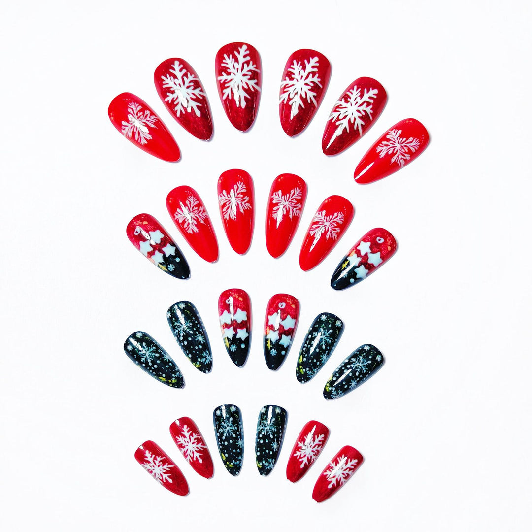 Artificial nails with festive snowflake and star motif Kalsten