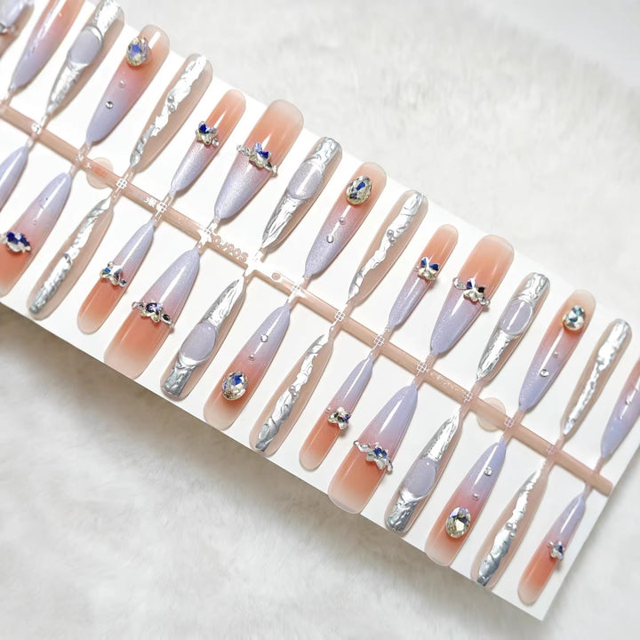 Artificial nails with elegant glitter and crystal accents Kalsten