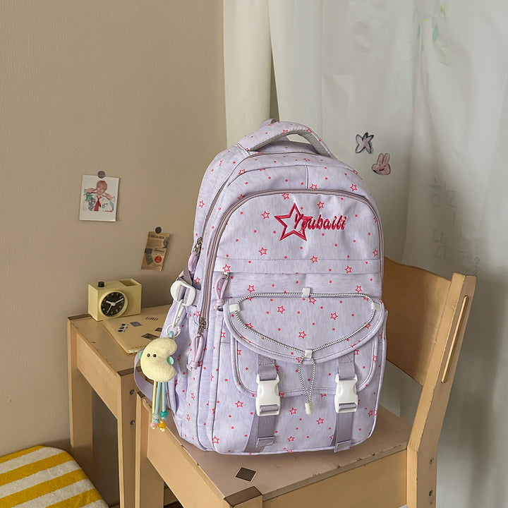 Star-Embellished Casual School Backpack Kalsten