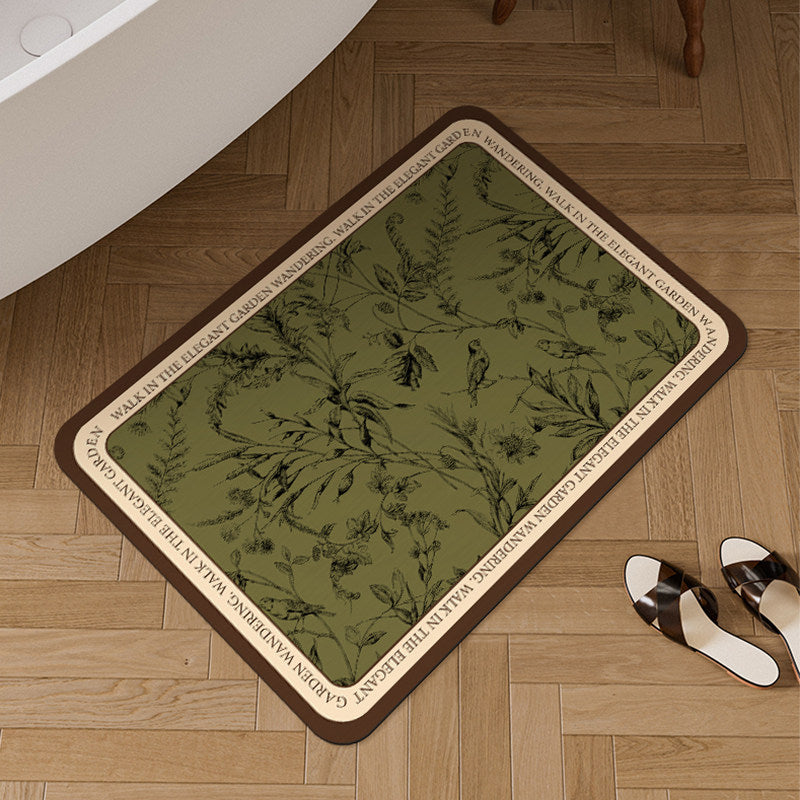 Oval Botanical Floor Mat for Home Decor
