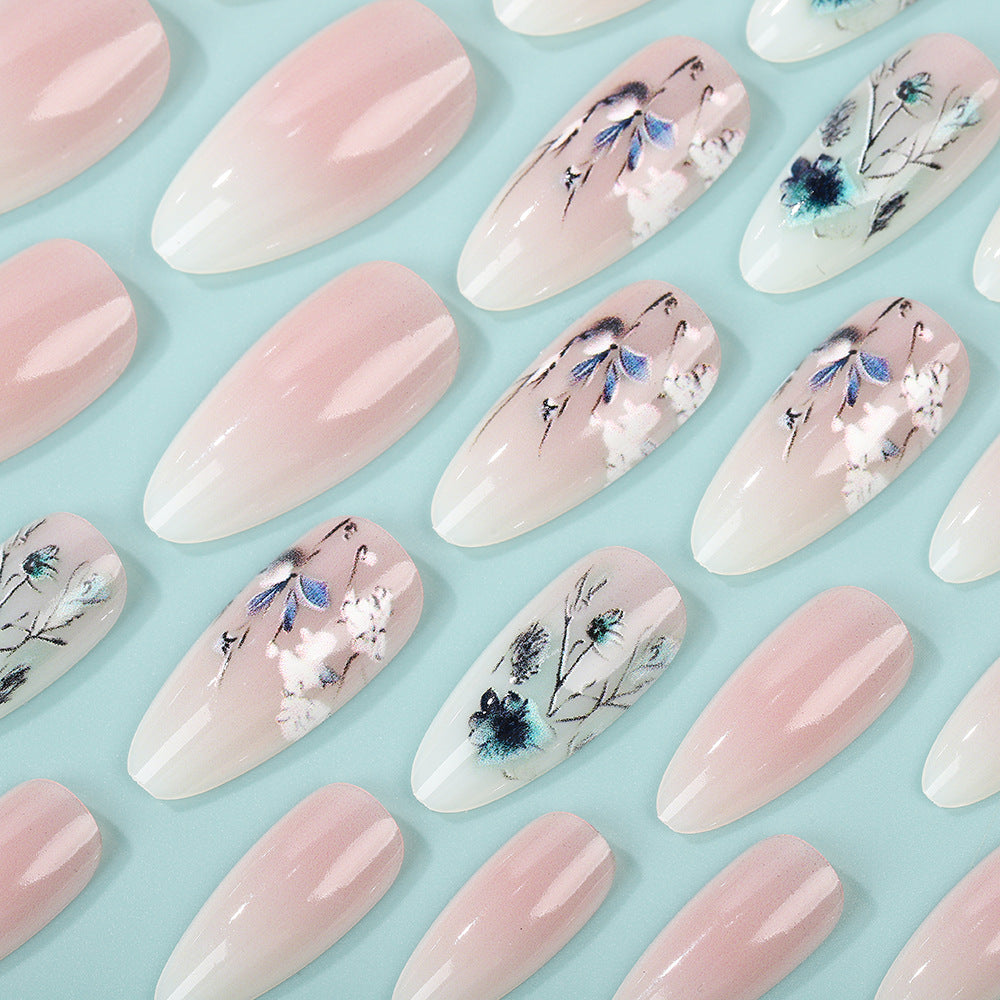 Artificial nails with flower design and shine Kalsten