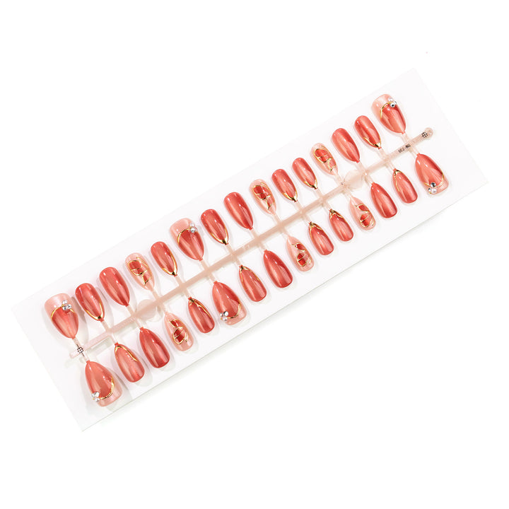 Luxury Floral Press-On Nail Art Set with Gold Accents