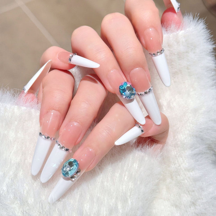 Luxury Rhinestone-Accented Stiletto Press-On Nail Art Kalsten