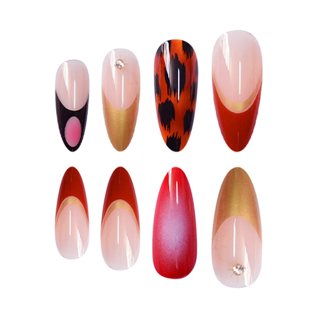 Artistic Stiletto Press-On Nails with Metallic Accents Kalsten
