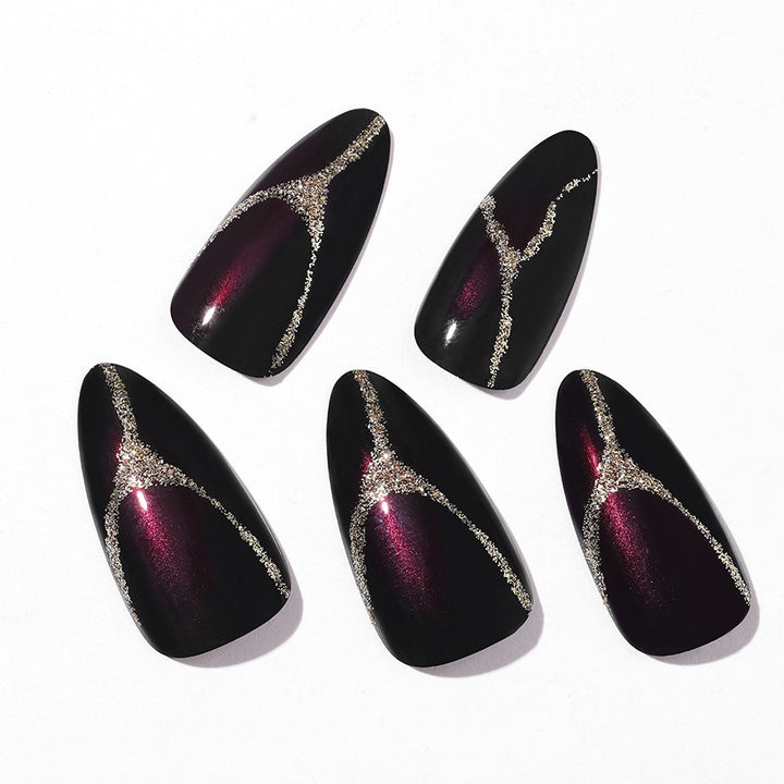 Acrylic nail set with glamorous accents and high-gloss finish Kalsten