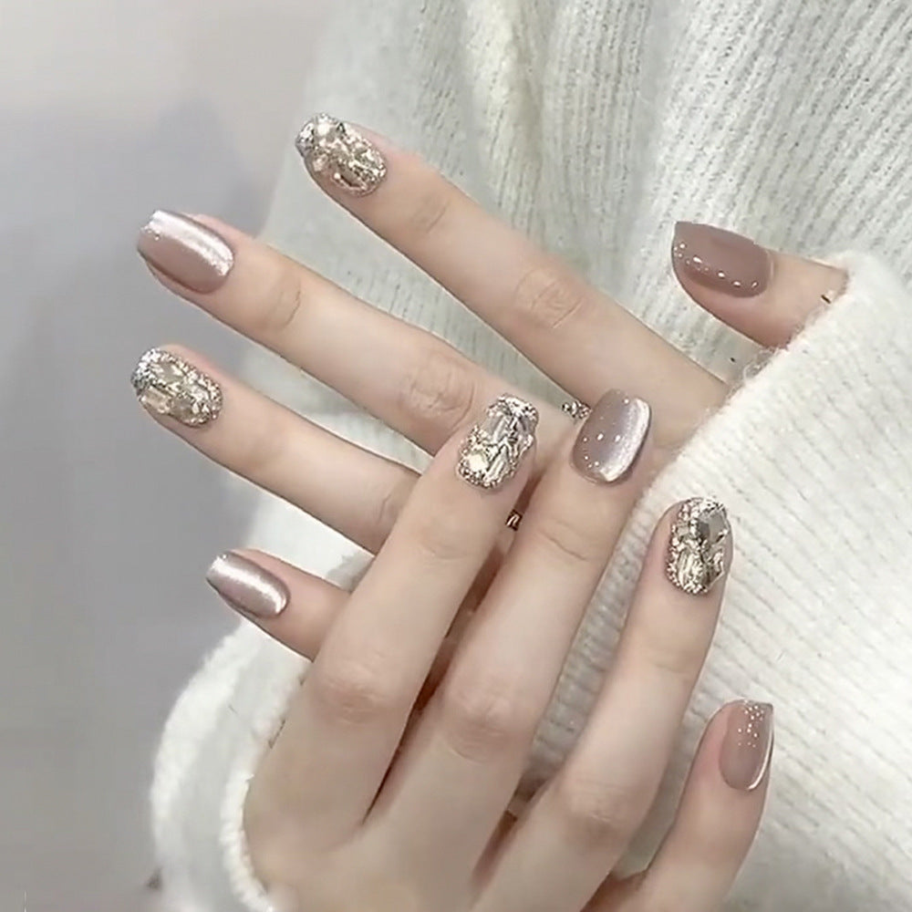 Artful nail extensions with glamorous glitter design Kalsten