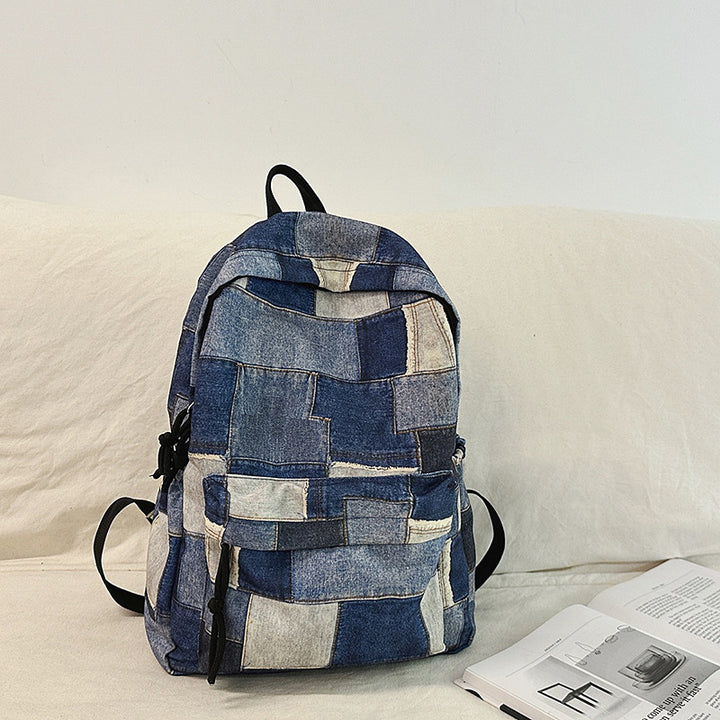 Eco-Friendly Denim Patchwork Backpack
