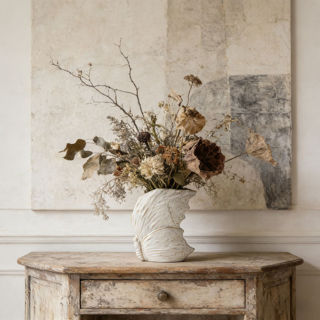 Biologically Shaped Ceramic Leaf Wing Accent Vase Planter