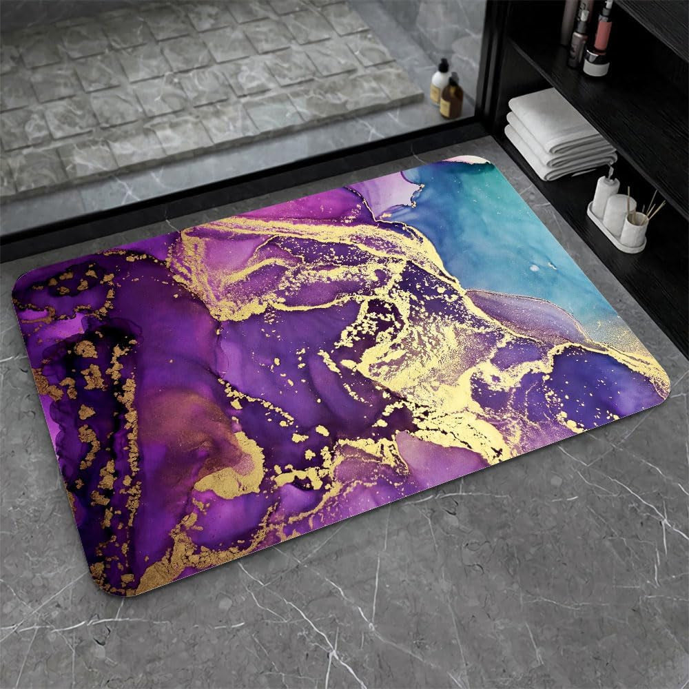 Artistic Abstract Marble Design Bath Mat