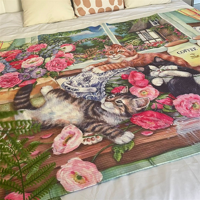 Artistic Cat-Themed Tapestry Throw
