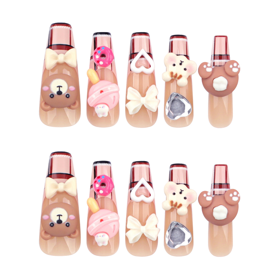 Artificial nail art with cute animal and candy motifs Kalsten