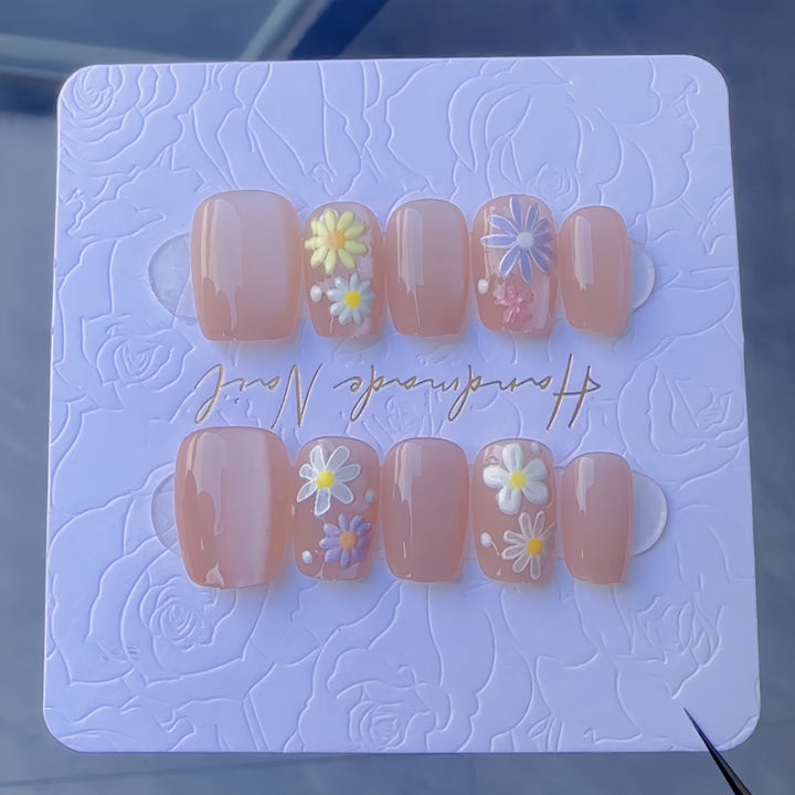 Artistic Floral Press-On Nail Set Kalsten