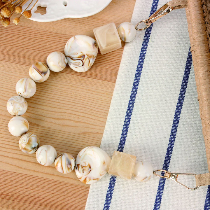 Basket bag with elegant wooden bead embellishments Kalsten