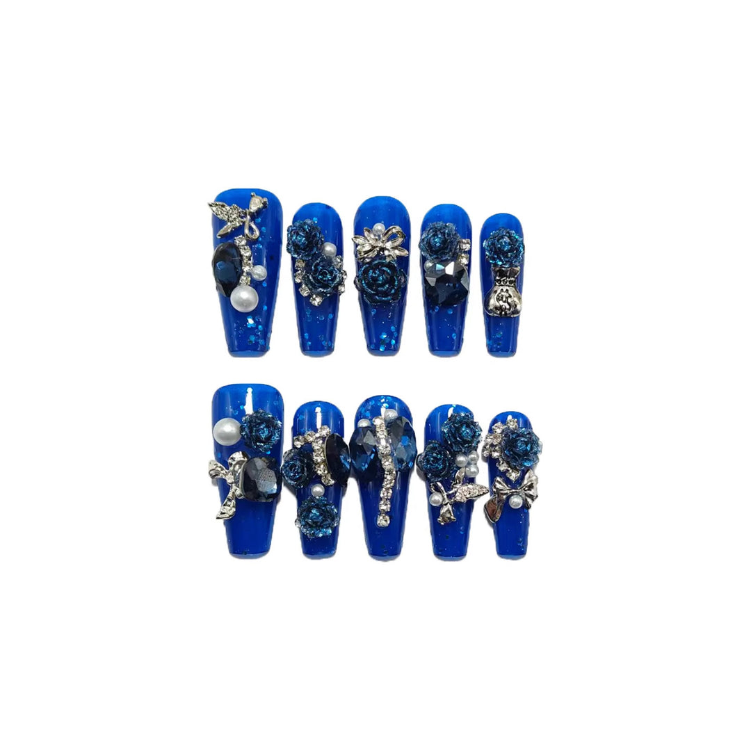 Glamorous artificial nails with floral decoration Kalsten