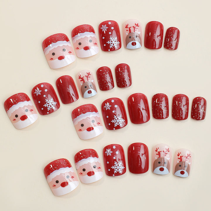 Festive Artificial Nail Set with Christmas Designs Kalsten