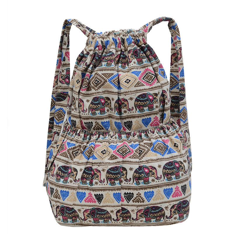 Drawstring Elephant Print Backpack Kalsten