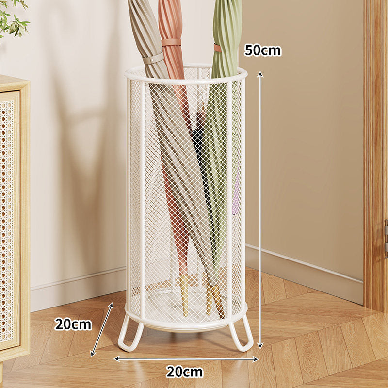 Mesh Cylindrical Umbrella Stand with Elevated Feet and Ventilated Metal Grid