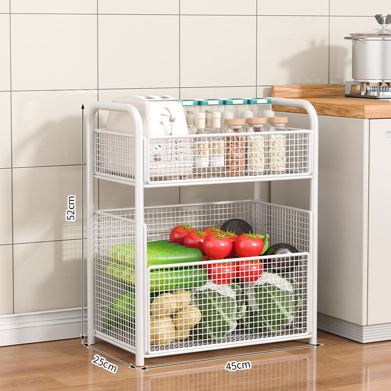 Rolling Kitchen Storage Cart with Mesh Baskets Kalsten