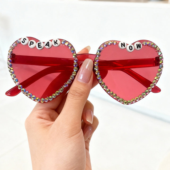 Heart-Shaped Rhinestone-Embellished Sunglasses Kalsten 1787141205