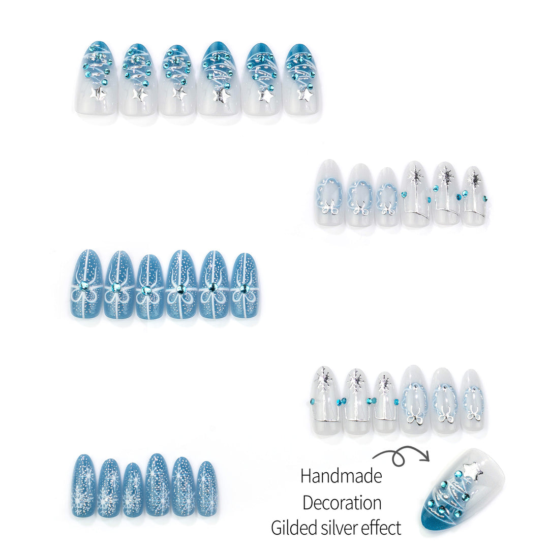 Festive Winter-Themed Press-On Nail Art Set