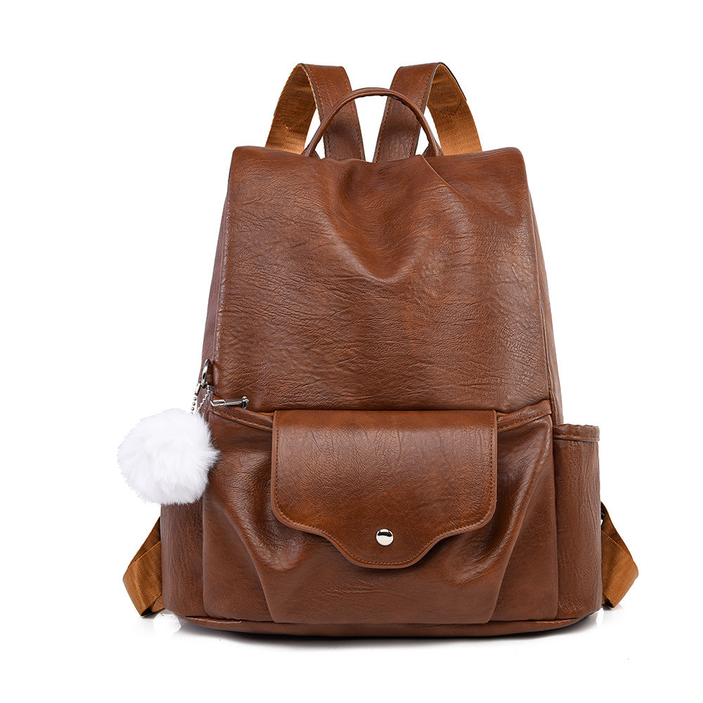 Versatile Casual Faux Leather Backpack