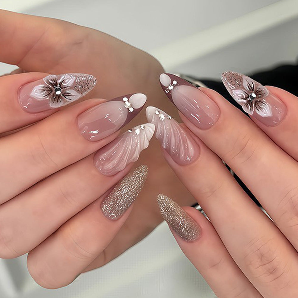 Elegant Artificial Nails with Botanical Designs Kalsten