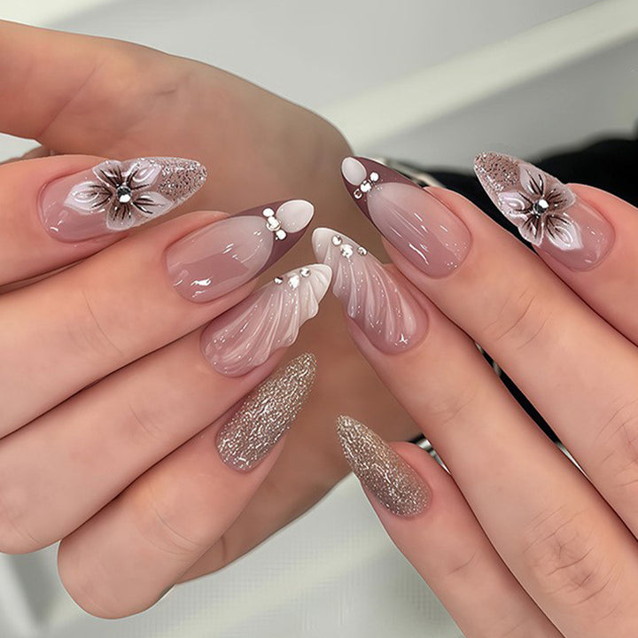 Elegant Artificial Nails with Botanical Designs Kalsten