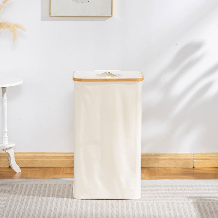 Modern waste separation container with removable inner insert and bamboo lid Kalsten