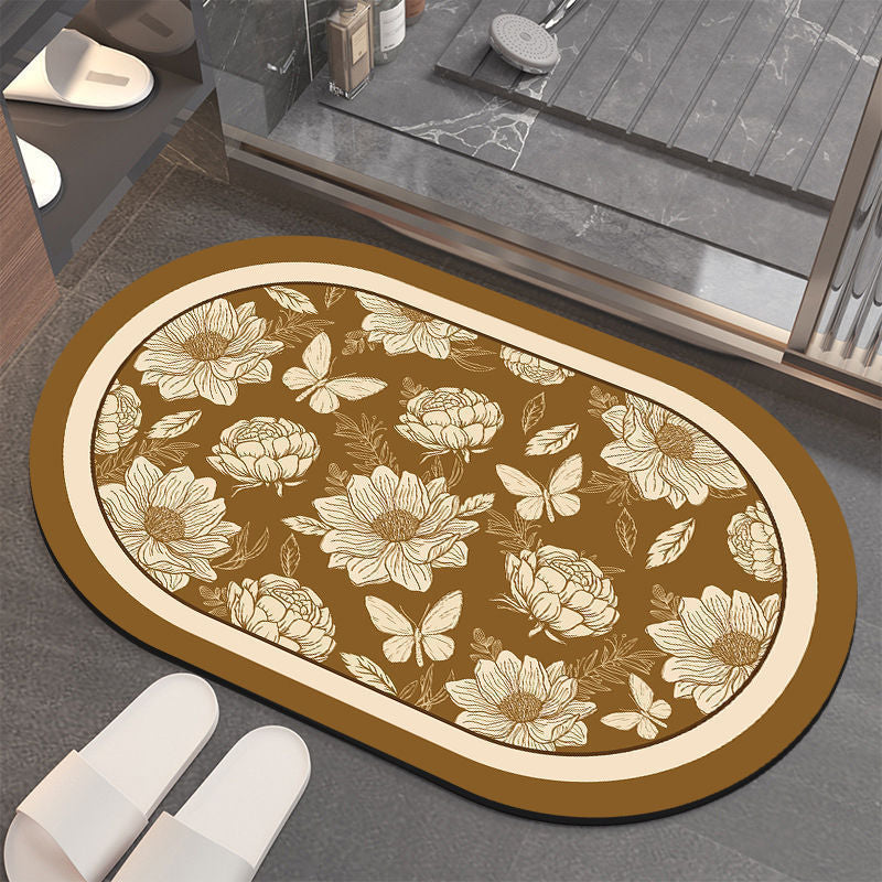 Floral-Patterned Memory Foam Bathroom Mat