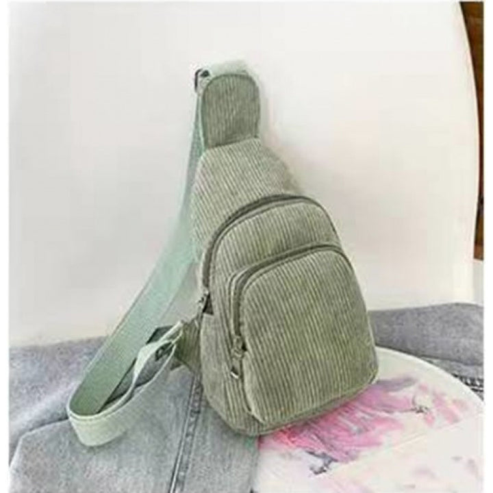 WoMulti-Compartment Corduroy Sling Bag Kalsten
