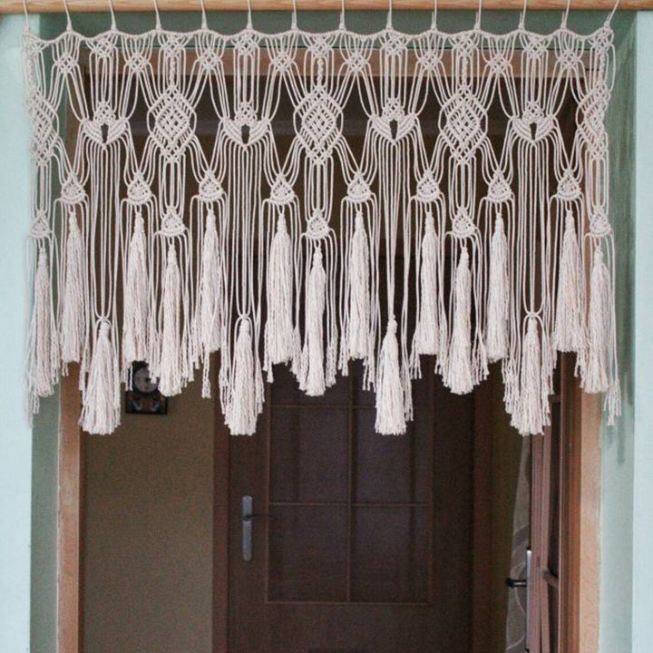 Macrame Curtain with Decorative Fringe Kalsten