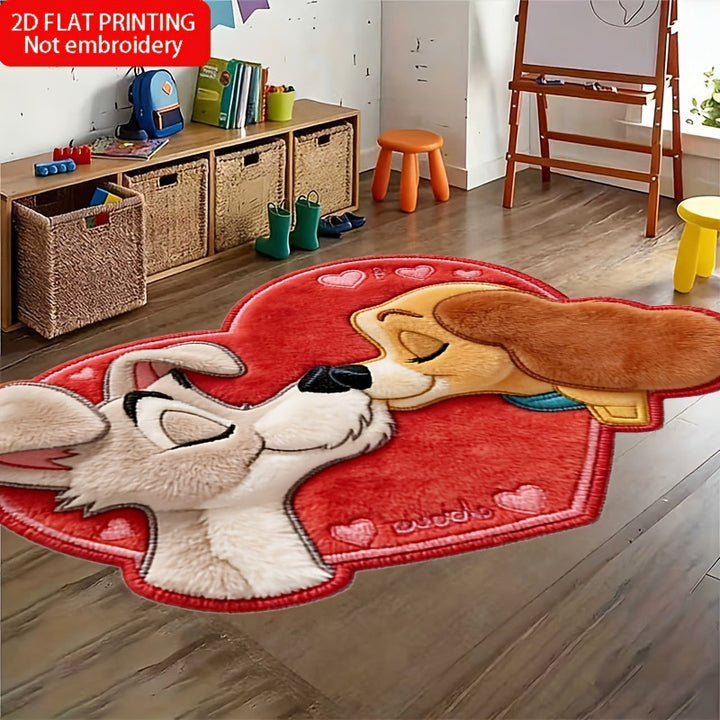 Heart-Shaped Cartoon Animal Bath Mat