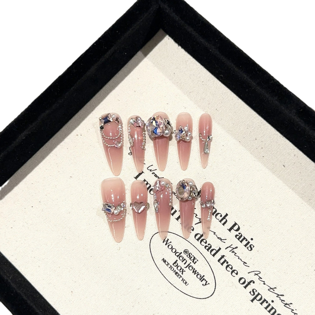 Glamorous Rhinestone Press-On Nail Set